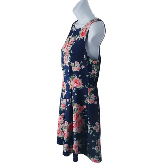 Monteau Floral  Dress Dark Blue M - Picture 4 of 8